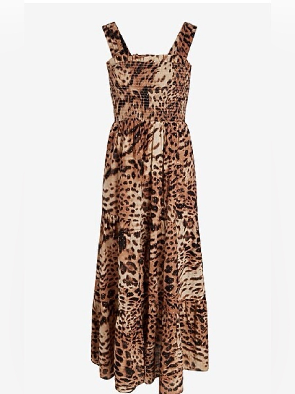 Express Leopard Metallic Dot Square Neck Sleeveless Tiered Maxi Dress Size M